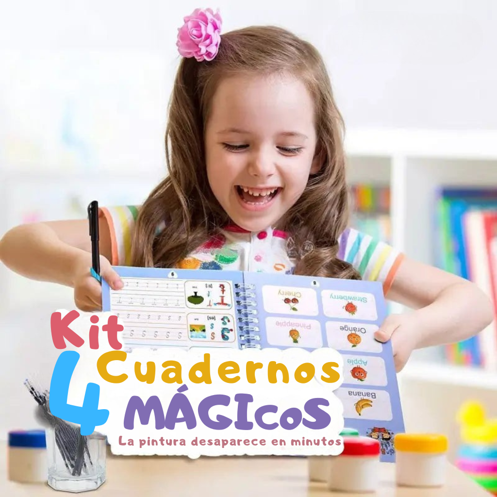 Kit de 4 Cuadernos de Caligrafía Mágicos Reutilizables